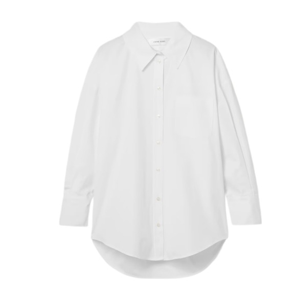 Anine Bing Women's White Mika button up poplin cotton shirt medium NWT - Picture 4 of 11